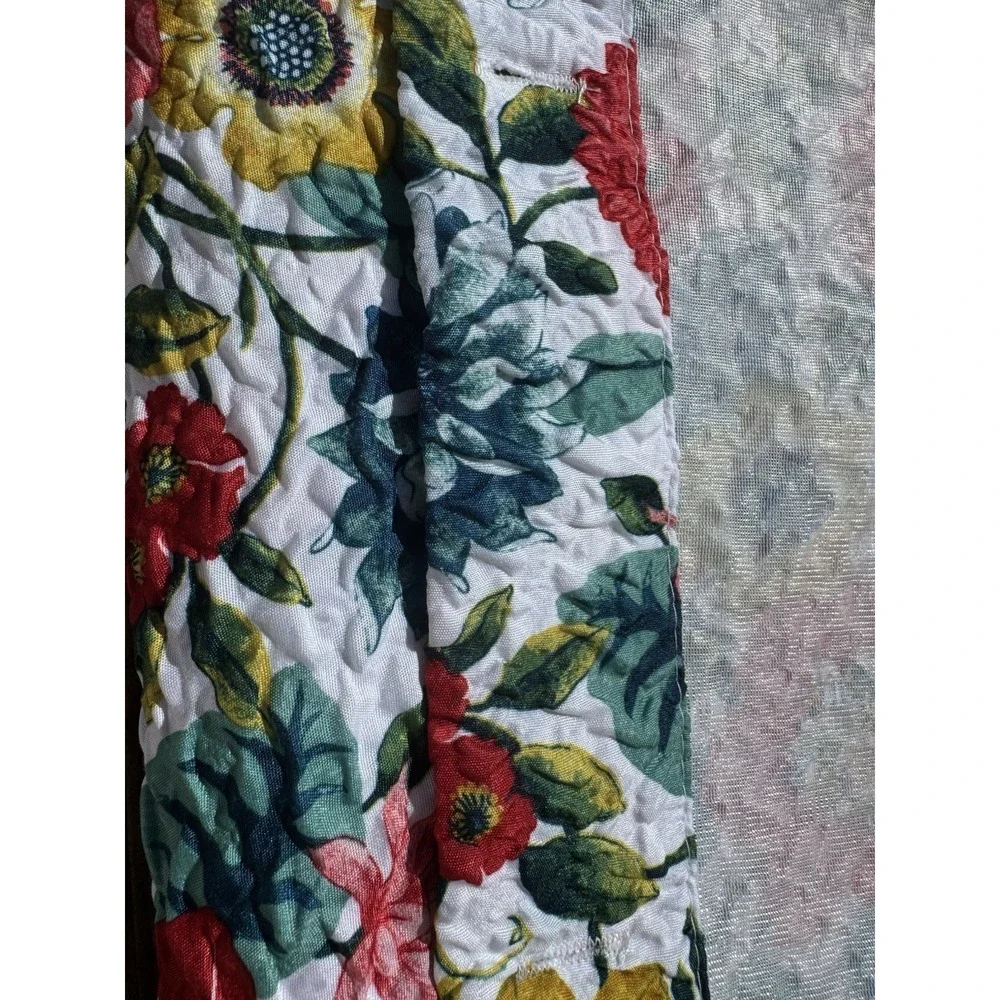 Floral Shower Curtain Fabric Botanical‎ Cottage Farmhouse Red Yellow 74x71